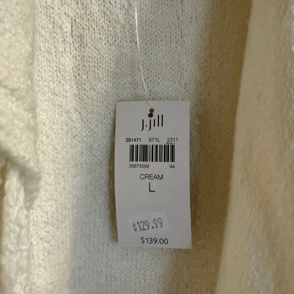 J.Jill Fringe Cream White Cardigan with Shawl Collar – Size L, NWT - Picture 2 of 6
